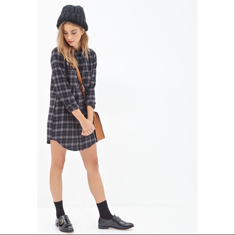 Forever 21 Buffalo Plaid Shirt Dress Size Large
